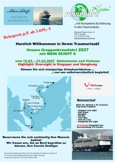 original TUI Mein Schiff 2027 Vorderseite